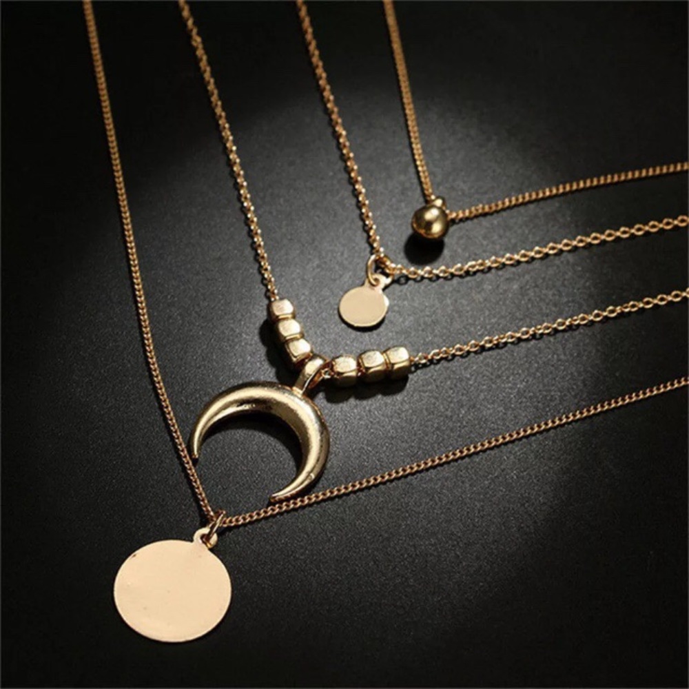 ‼️3/$30 Boho Multilayer Gold Horn Choker Necklace - Picture 4 of 6